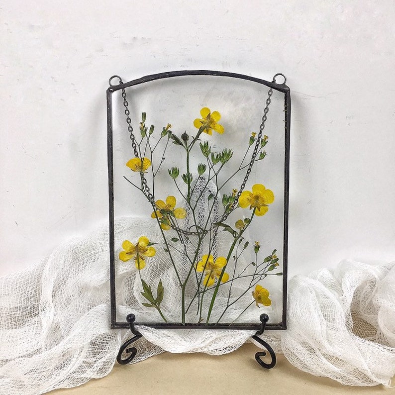 Pressed flower frame Herbarium flower arrangement Botanical Etsy