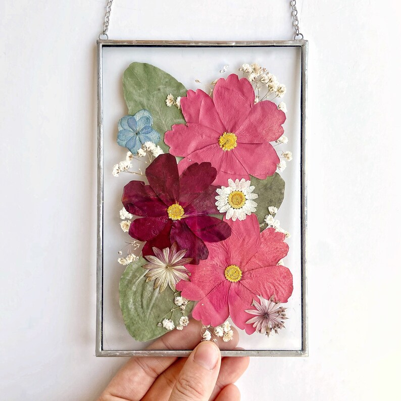 Pressed Flower Art Botanical Wall Hanging Pressed Flowers Etsy