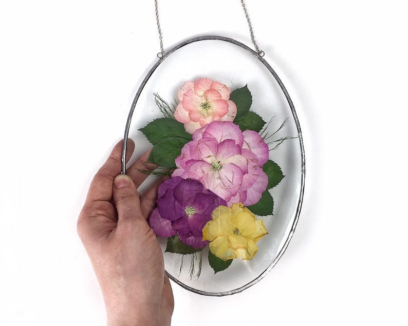 Pressed roses in floating frame flower arrangement botanical Etsy