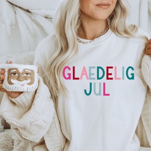 Danish Gift, Glaedelig Jul Shirt, Christmas Shirt for Women, Danish shirt, Holiday Tshirt, Gift for Dane, Denmark Gift, Holiday Apparel