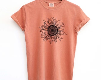 Sunflower TShirt, Autumn TShirt, Fall Tshirt, For Women, Short Sleeve Shirt, Comfort Colors Shirt