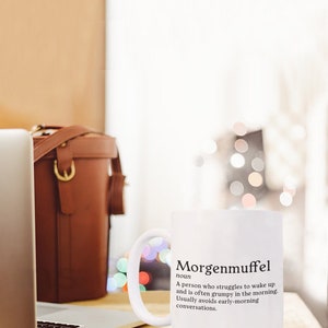 Morgenmuffel definition, German definition, Funny german coffee mug image 5