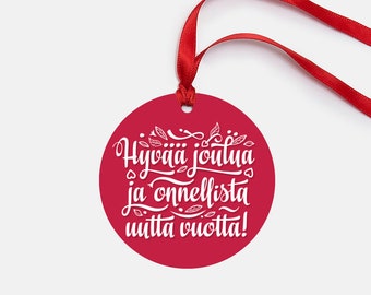 Hyvaa Joulua - Finnish Merry Christmas & Happy New Year Ornament, Finland, Scandinavian, Nordic design Christmas ornament