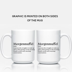 Morgenmuffel definition, German definition, Funny german coffee mug image 4