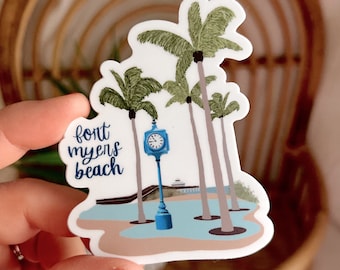 Fort Myers Beach Sticker, Ft Myers Florida Sticker, Ft Myers Beach Times Square, Travel Sticker, Vinyl Sticker, Waterproof Sticker