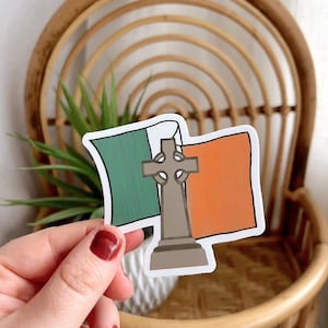 Ireland Flag Cross Sticker, Ireland Sticker, Irish Crosss, Ireland Flag, Travel Sticker, Vinyl Sticker, Waterproof Sticker