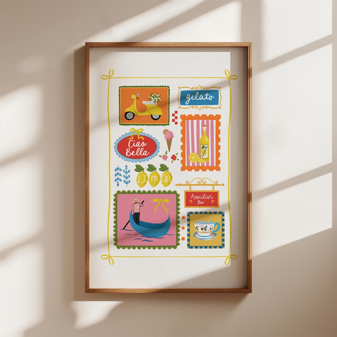 Italian Summer Vibes Digital Art Print | Vespa, Gelato, Aperitivo ...