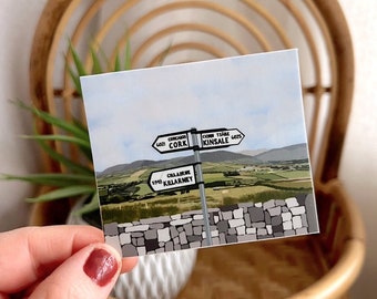 Ireland Road Sign Sticker, Ireland Sticker, Irish Landscape Sticker, Travel Sticker, Vinyl Sticker, Waterproof Sticker