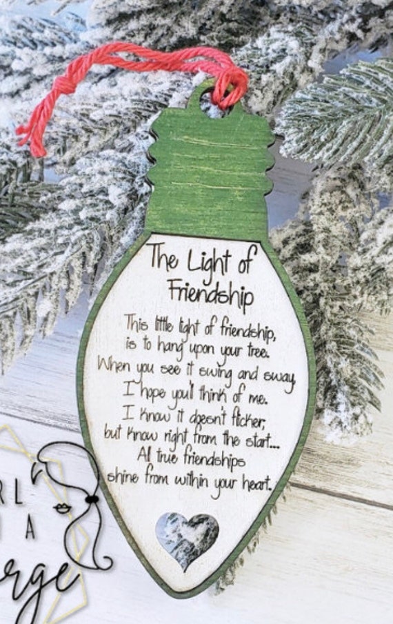 Friendship Christmas Ornament engraved ornament wood | Etsy