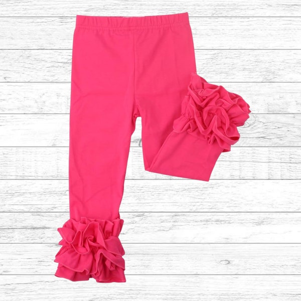 Icing ruffle leggings, hot pink Ruffle Leggings, girls leggings, ruffle pants, fuchsia, pink