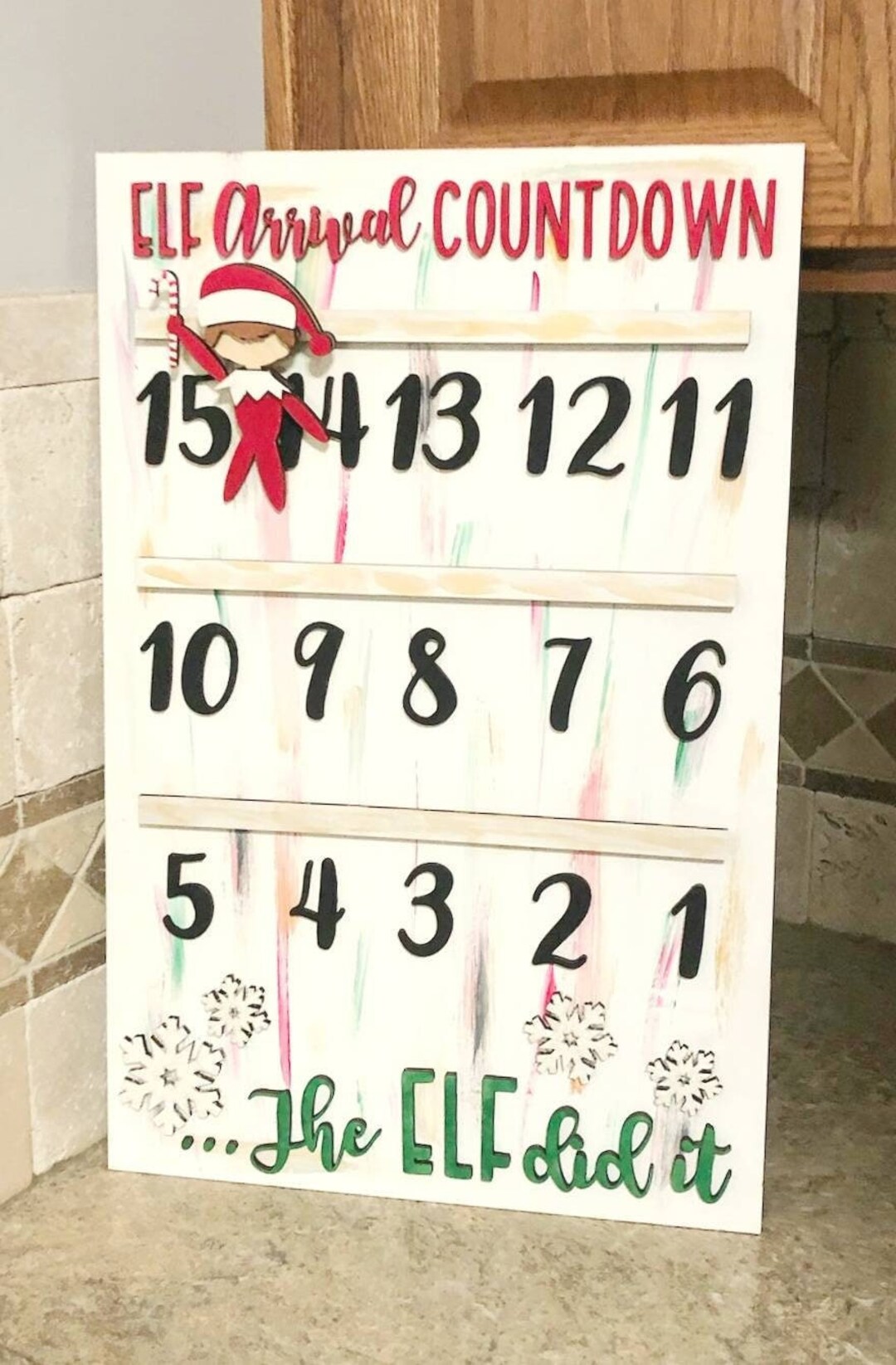 Elf Countdown Christmas Sign Christmas Decor Handpainted Etsy