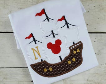 Mickey Mouse pirate disney shirt boys, matching brother sister disney set, monogram shirt, disney outfit, baby boy disney shirt
