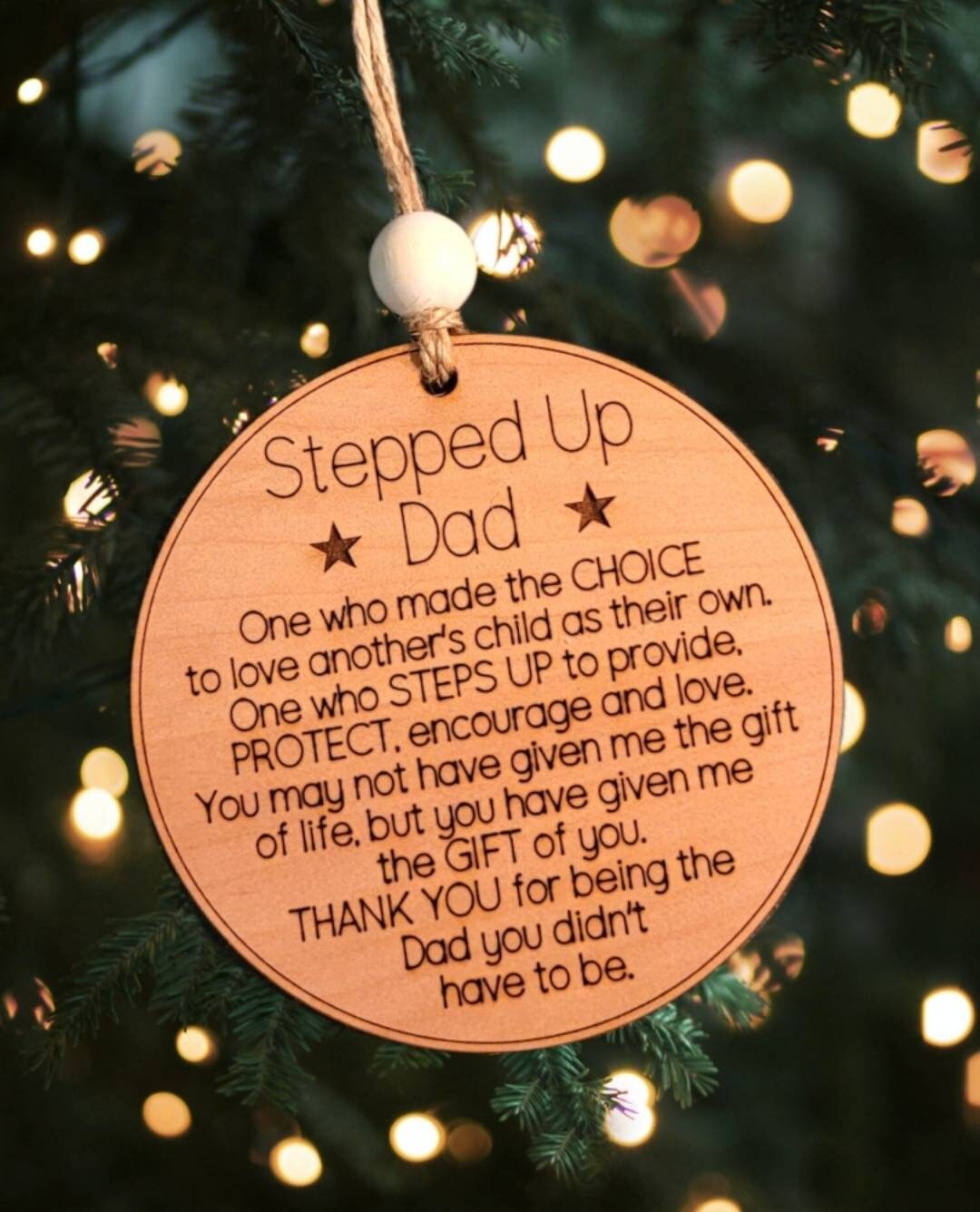 Step Dad Ornament, Engraved Ornament, Wood Ornament, Christmas Tree