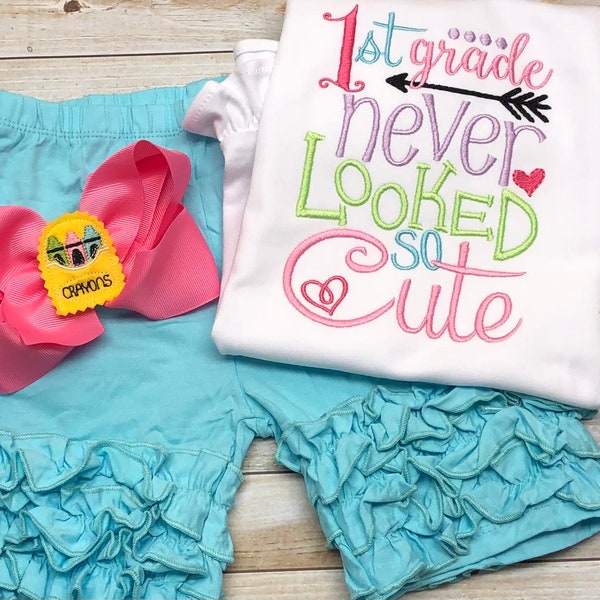 First Grade Girl Embroider Outfit - Etsy