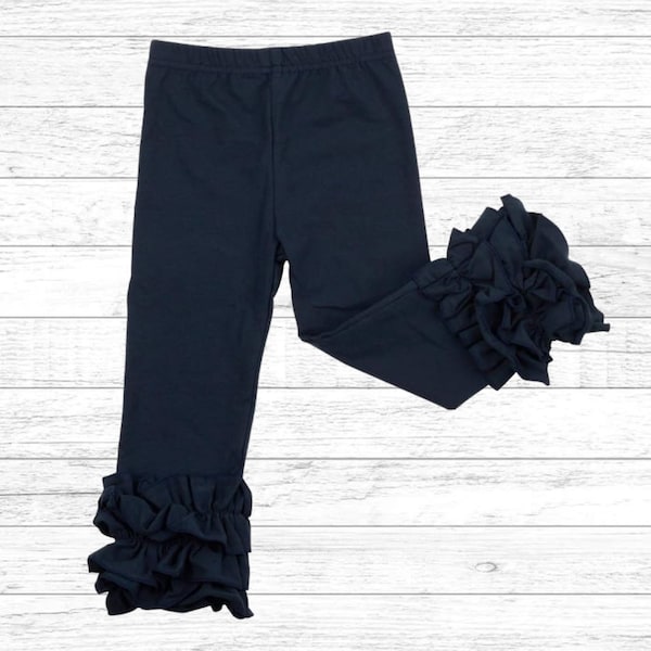 Icing ruffle leggings, Navy Ruffle Leggings, girls leggings, ruffle pants,