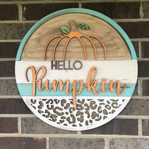 Pumpkin door hangers, fall front door, hello pumpkin, fall leopard door hanger Paint at Home, DIY, Unfinished, Cheetah Print, Autumn Wreath