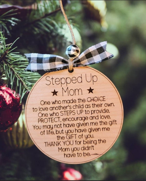 Step Mom Ornament, Engraved Ornament, Wood Ornament, Christmas
