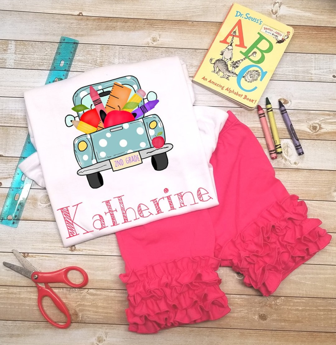 First Day of Kindergarten Outfit, First Day of School, Girls Crayon ...