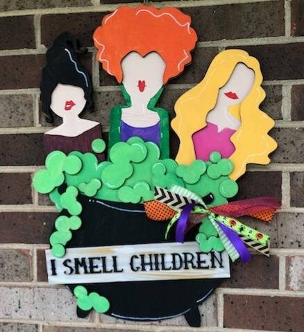 Halloween Door Hanger, Witch Sisters Decor, Fall Decorations, Mary Wi…