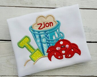 Personalized Summer Shirt, Sample Sale, Crab shirt, baby boy beach shirt, boys take home shirt, sibling shirt, baby shirt, first beach trip