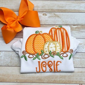 Girls pumpkin shirt, personalized fall shirt, monogram pumpkin shirt, baby girl first halloween shirt, halloween outfit, pumpkin patch shirt