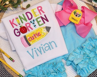 school outfit for girls, kindergarten shirt, boutique clothing, monogram shirt, first day of school outfit, custom, back to school girls