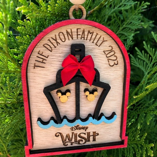 Magical Cruise Custom Family Christmas Ornament, engraved wood ornament, christmas tree ornament, secret Santa gift, annual family ornament