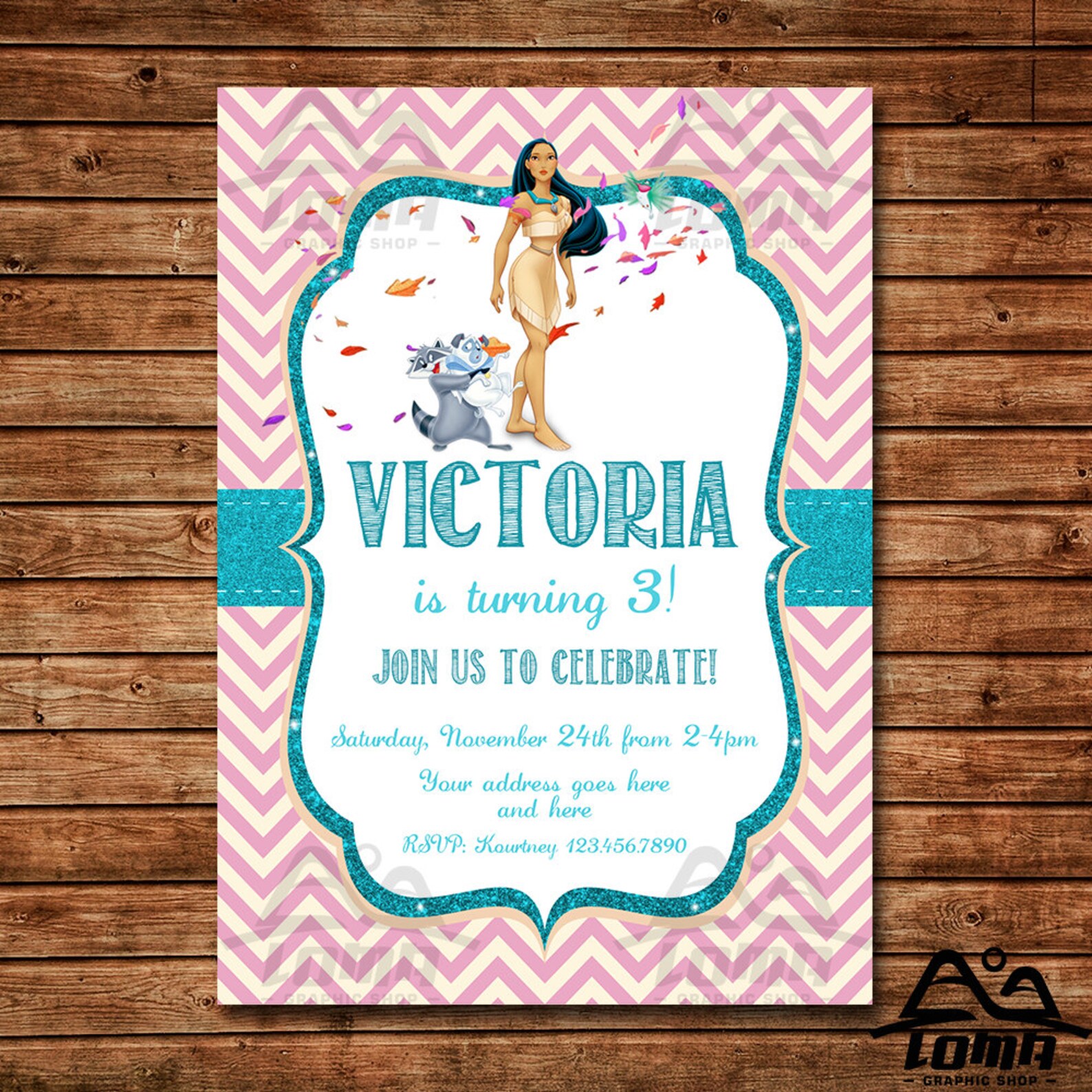 Pocahontas Birthday Invitation Pocahontas Birthday Disney | Etsy
