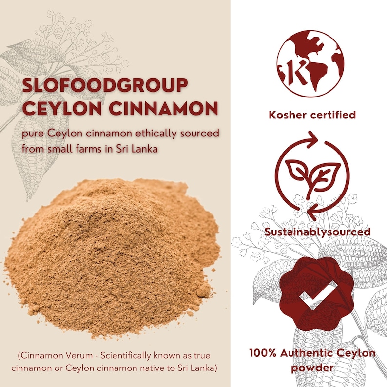 facts about Slofoodgroup Ceylon cinnamon, kosher certified, sustainably sourced and authentic from Sri Lanka
