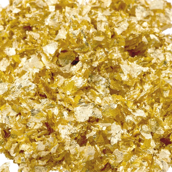 Copos de lámina de oro comestible de 24 quilates, copos de oro de 30 mg  para decoración de pasteles, hornear y cocinar, manualidades y proyectos de