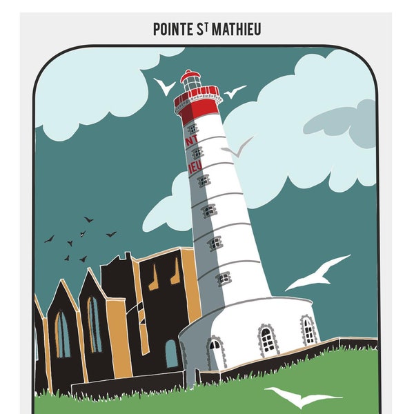 Carte A5, Phare de la pointe St Mathieu. Serie "Phares bretons"
