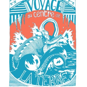 Carte A5, VOYAGE CENTRE TERRE, Série "Voyages Extraordinaires". Jules Verne