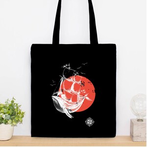 Tote bag coton bio sérigraphié, SAILING WHALE