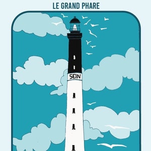 Carte A5 GRAND PHARE, île de Sein, serie "Phares bretons"