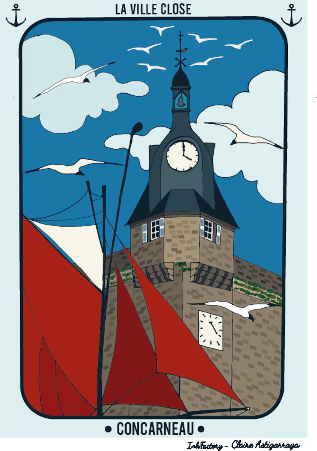 Affiches néo vintage : Concarneau - Ville close, Éperon de la Demi Lune