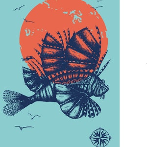 Carte A5, HALONG REDFISH, Série "Animaux marins extraordinaires".