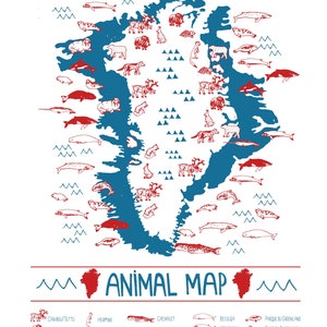 Carte A5, ANIMAL MAP, Série "Artistes en Arctique"