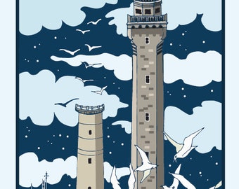 Poster A3 ECKMUHL LIGHTHOUSE, “Breton Lighthouses” series