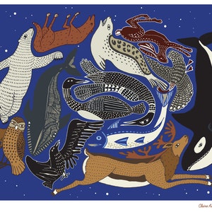 Ink factory Carte A5, ART INUIT ANIMAUX, Série "conte inuit"