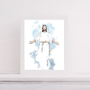 Faceless Jesus Christ is Here Watercolor Print
