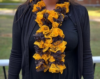 Black and Gold Ruffle Scarf