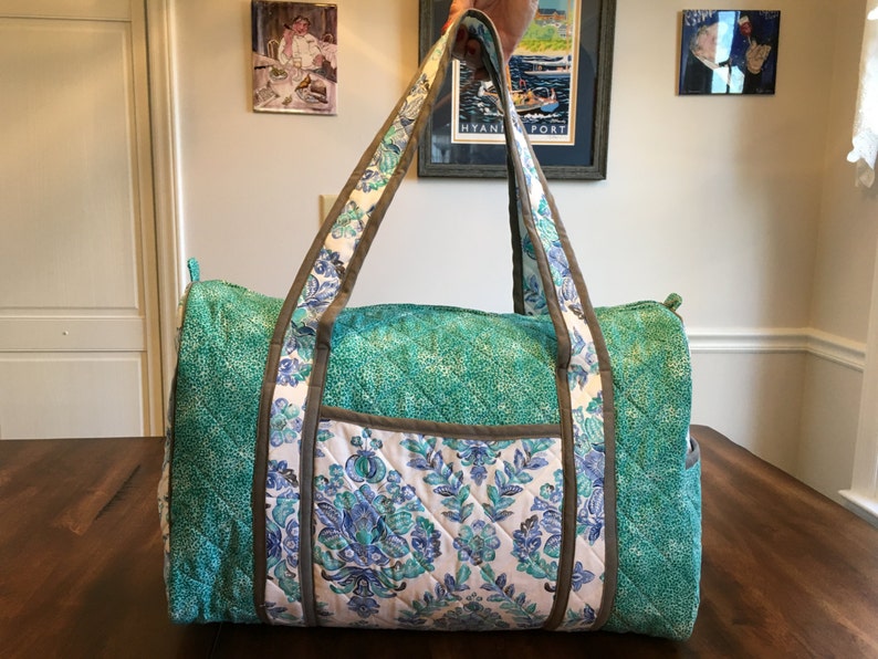 Quilted Duffel Bag Blooming Blue Print... Special Four Bag Matching Set, Gift, Teen Birthday