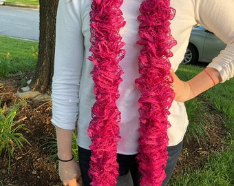 Raspberry Pink Sparkle Ruffle Scarf - Perfect Gift!
