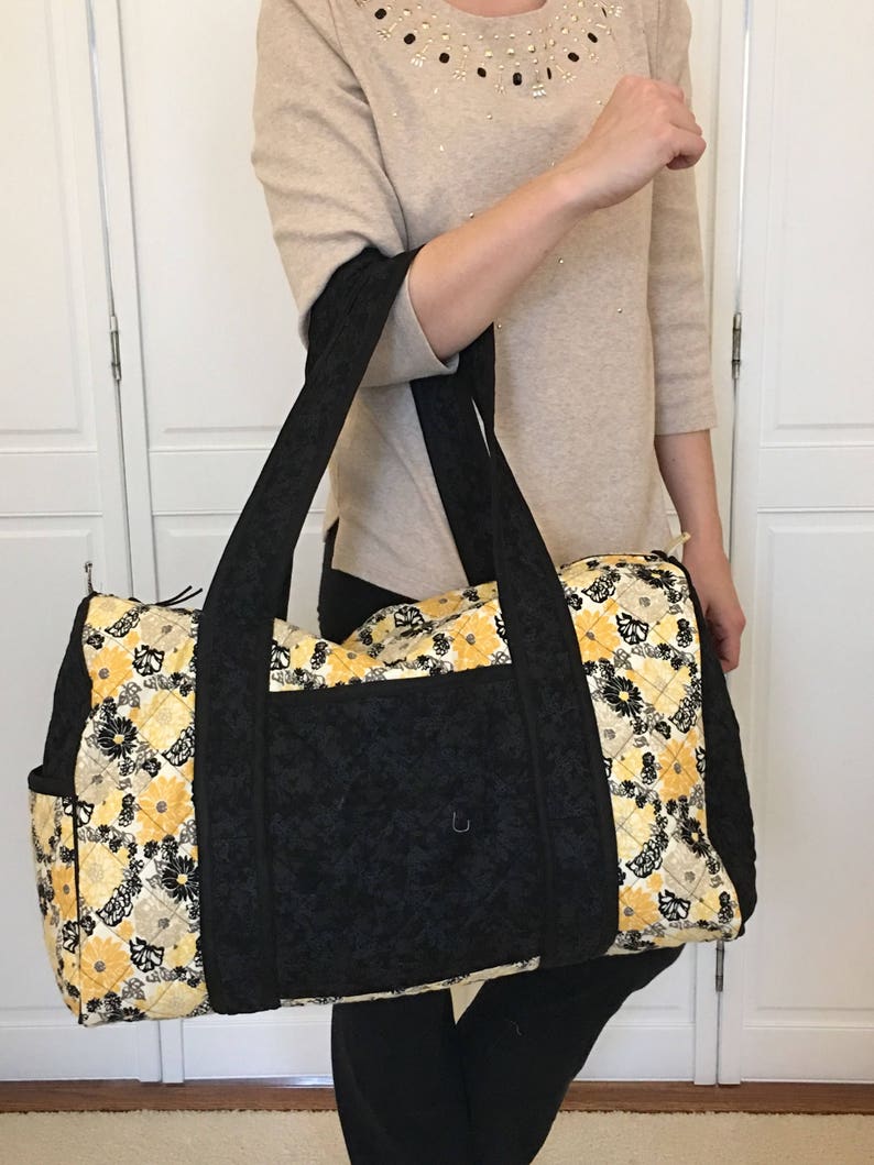 Quilted Duffel Bag Yellow Floral Print...gift, Birthday, Bridesmaid