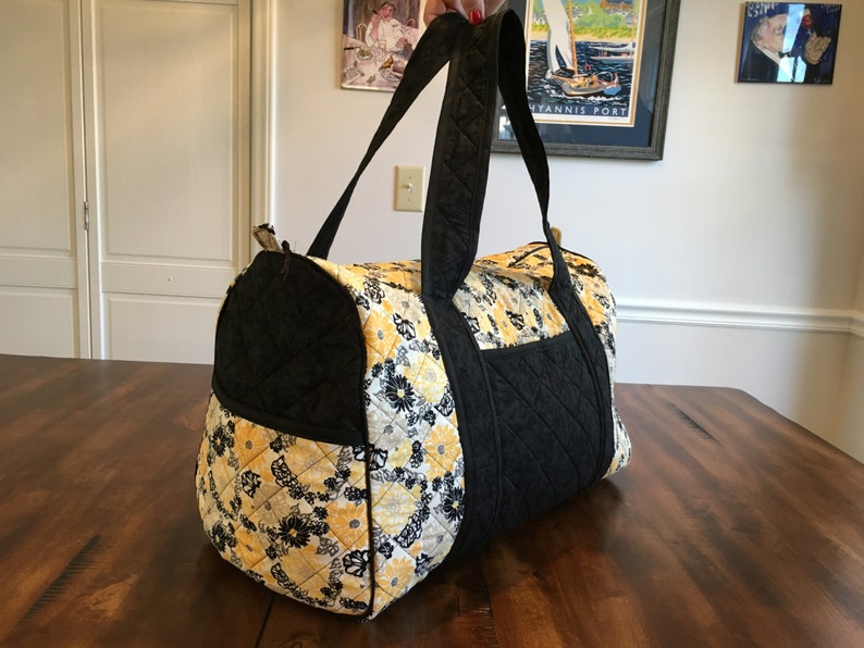 Quilted Duffel Bag Yellow Floral Print...gift, Birthday, Bridesmaid