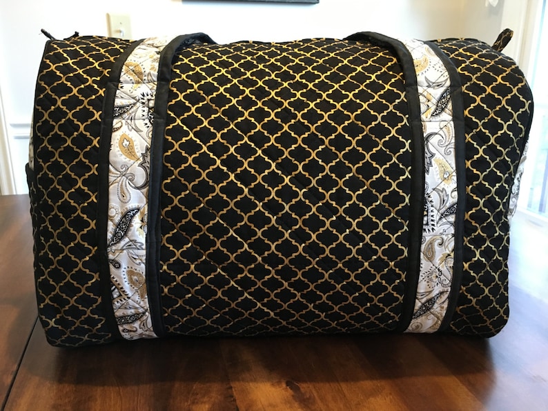 Quilted Duffel Bag Gold Paisley Print...gift, Birthday, Bridesmaid