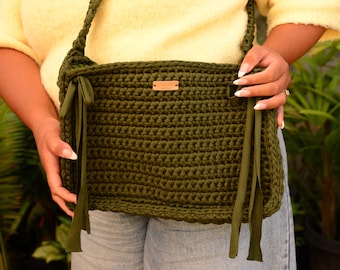 Crochet Crossbody Shopper Bag