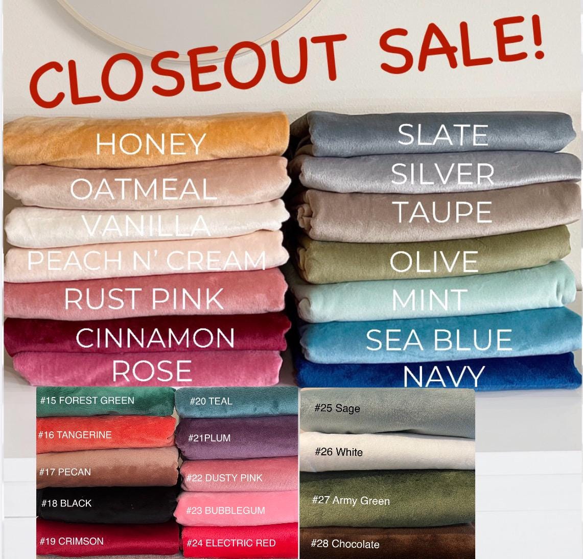 Solid Plush Minky Fabric By The Yard: Soft Low Pile Knit