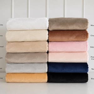 Solid Minky Fabric by the Yard, Low Pile, 64" Wide, Baby Blankets, Plushies Quilt Backing