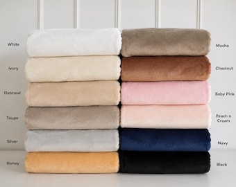 Solid Minky Fabric by the Yard, Low Pile, 64" Wide, Baby Blankets, Plushies Quilt Backing